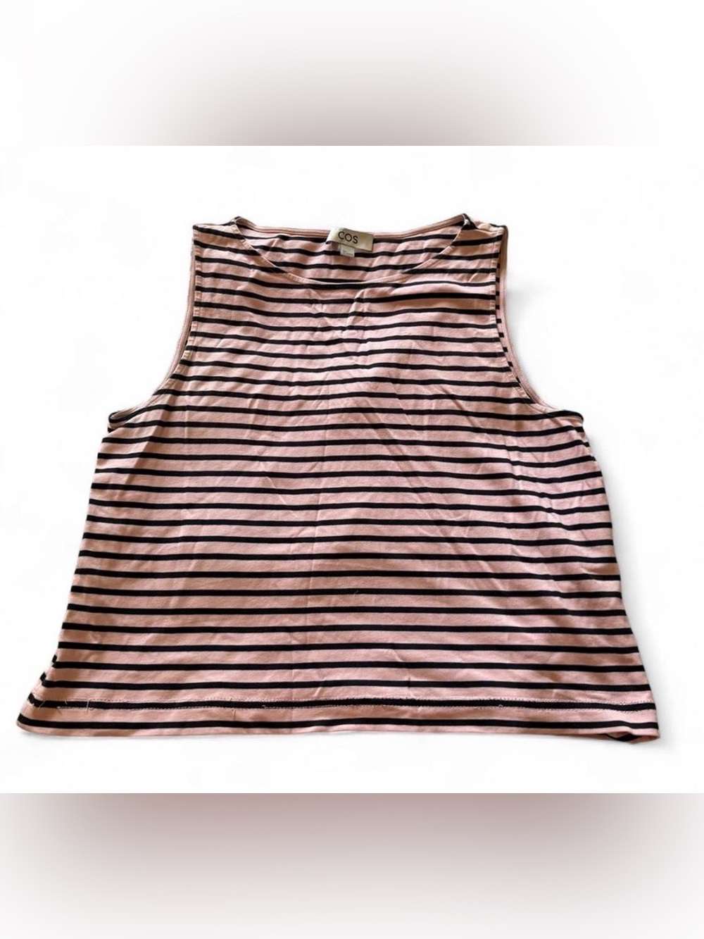 COS Pink & Black Striped Short Tank Top